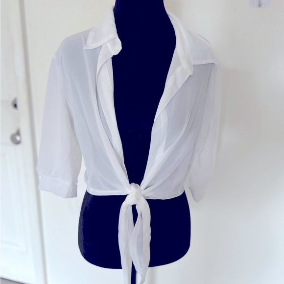 Elegant Sheer Tie-Front Coverup - Picture 1 of 3